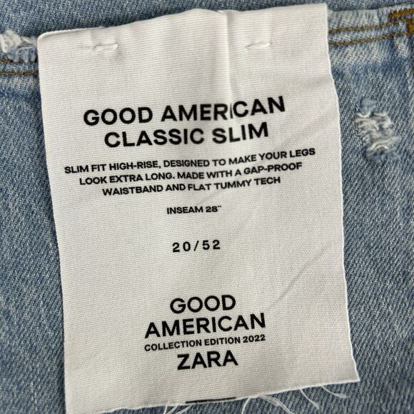 Good American x Zara NEW Classic Slim Distressed High Rise Jeans 20 / 52 NWT - Picture 7 of 8